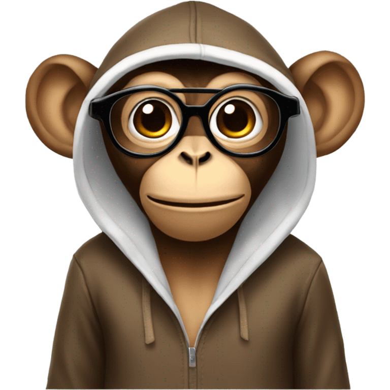 Monkey wearing hoodie and hair bow and glasses emoji