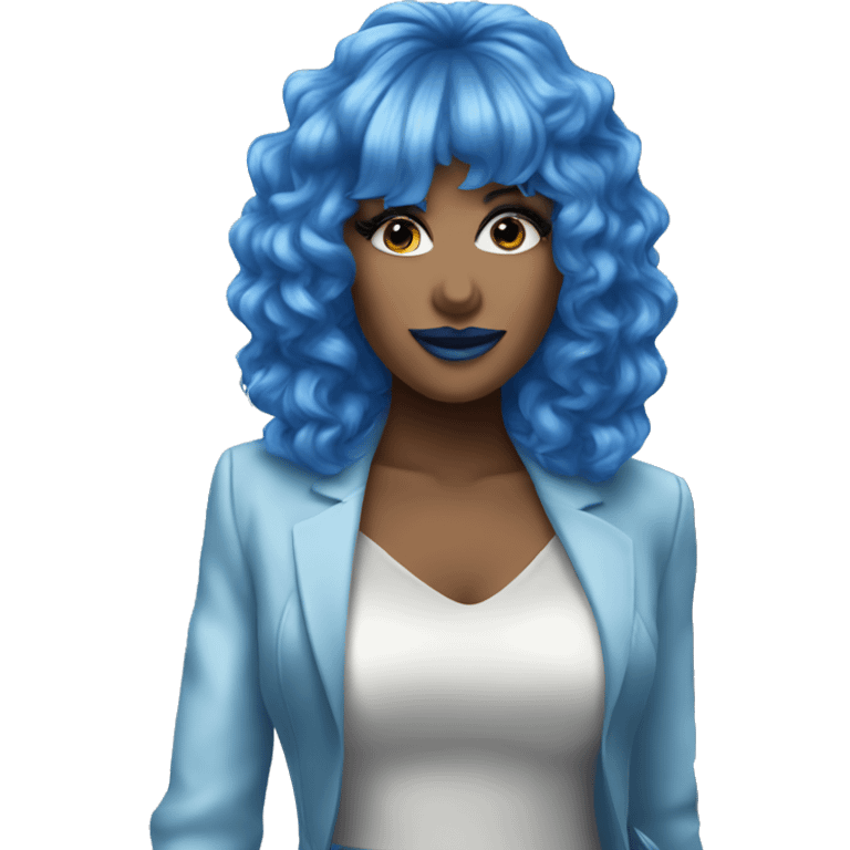 Blue wig woman singer and blue eyeshadow  emoji