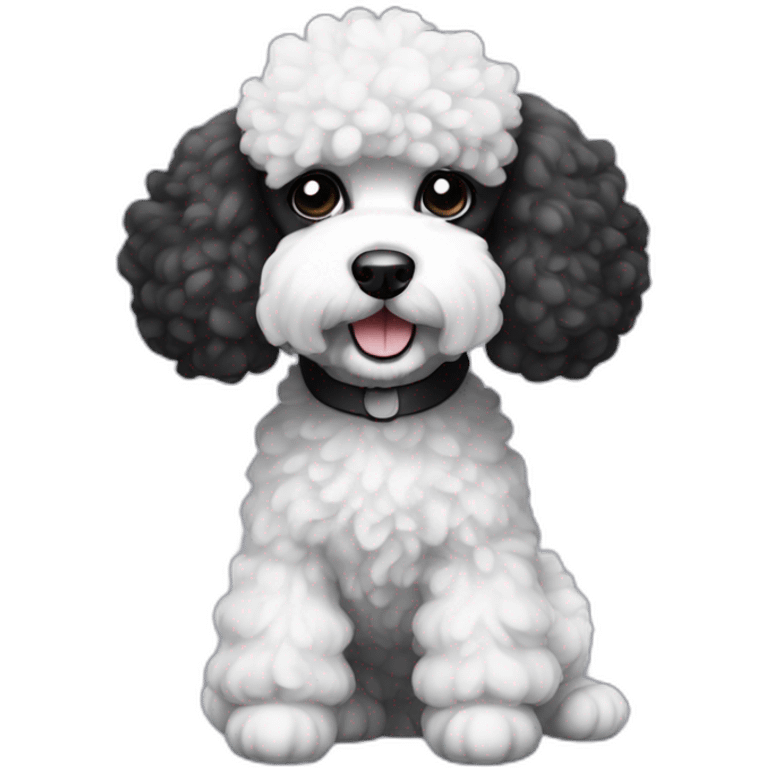 Mini black and white poodle emoji