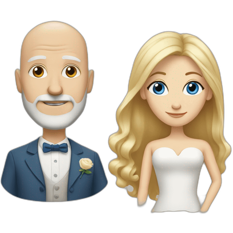 Blonde woman with blue eyes marries an older man with no hair and a gray beard emoji