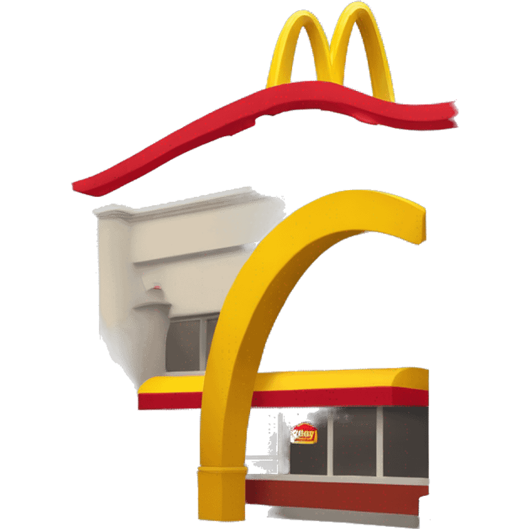 “McDonald’s store with the iconic golden arches, a red and yellow color scheme, and a simple, recognizable design that captures the essence of a fast food restaurant.” emoji