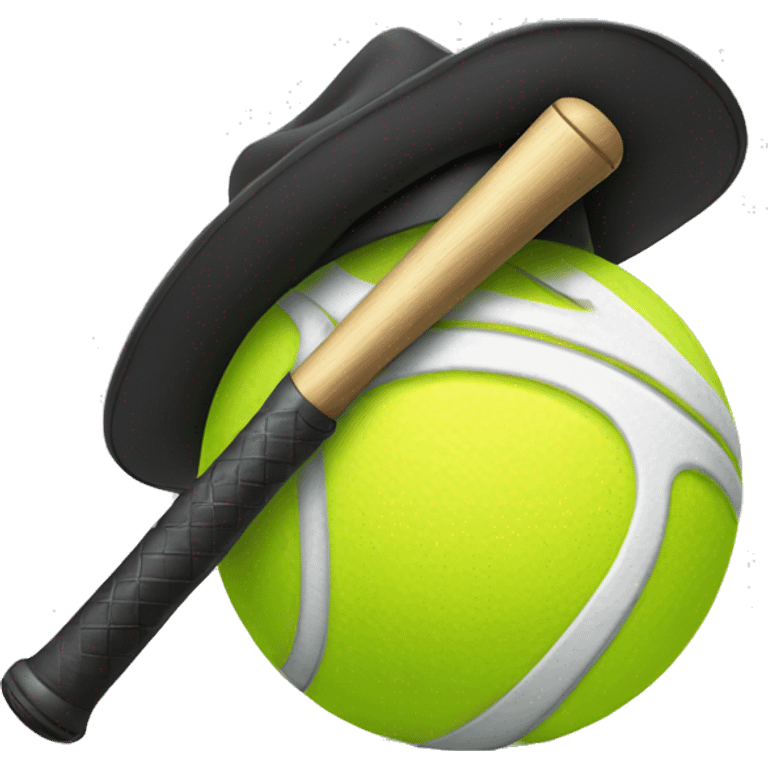 tennis ball wearing a detective hat holding a baseball bat emoji