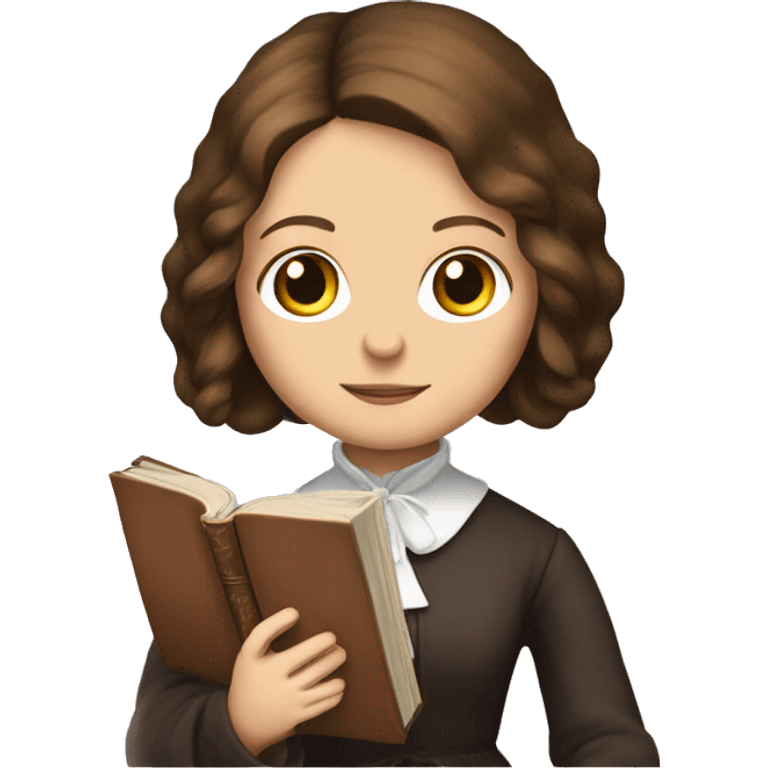 Charlotte Bronte holds a book in her hand emoji