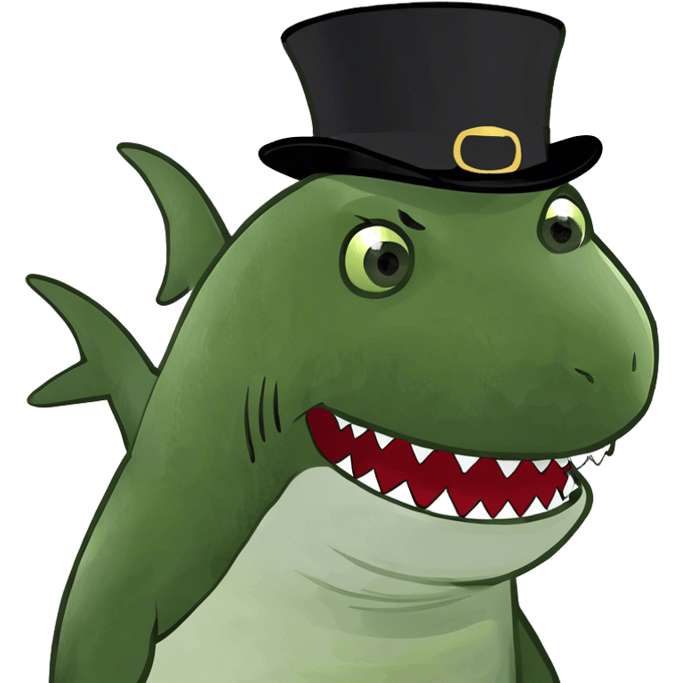 Shark with a top hat emoji