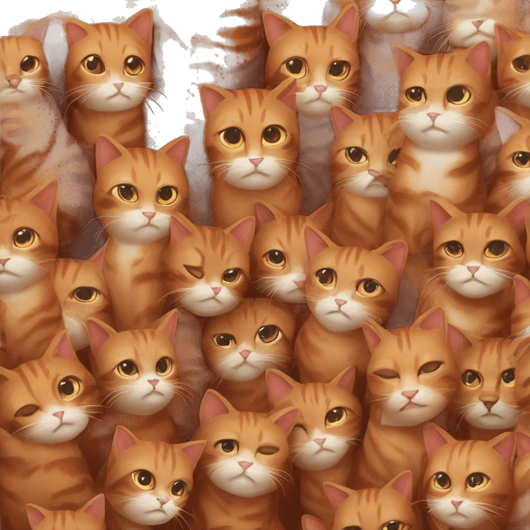 Red and brown cats are purring  emoji