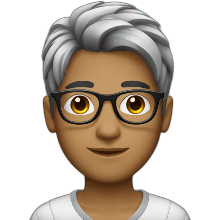 stylist colombian boy with black hair and round silver glasses emoji