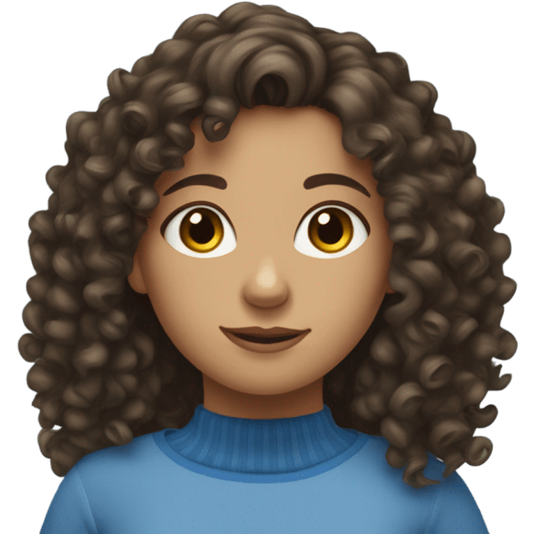 curly haired brunette girl wearing blue socks emoji