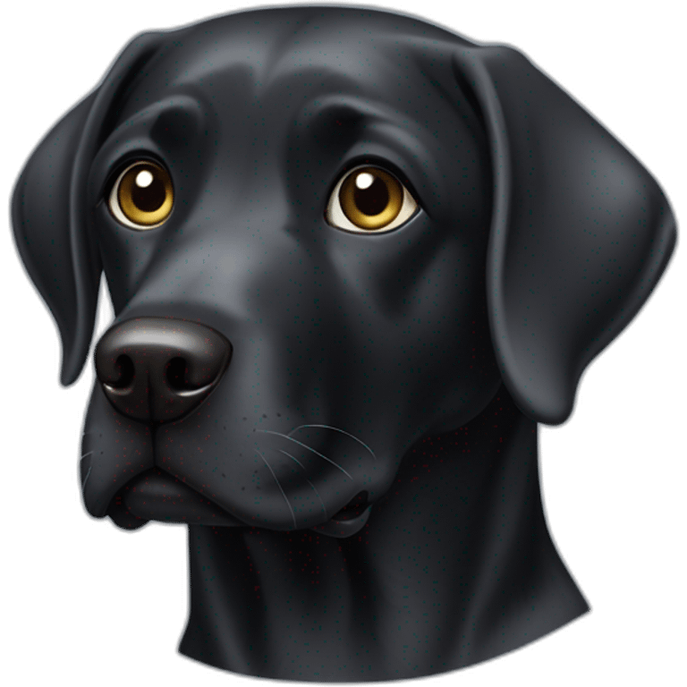 Black Labrador retriever with very small eyes gray hair on chin emoji