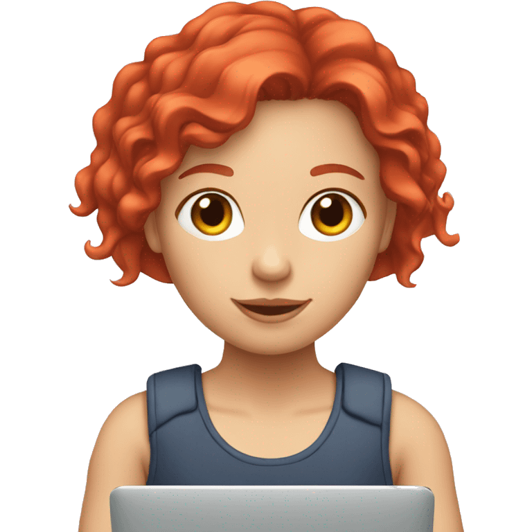 girl with red hairs, that take computer in hand emoji