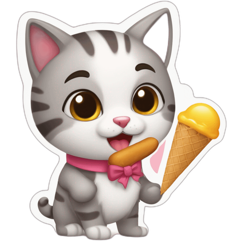 um gato comendo um sorvete dançando macarena comprando bitinino em cima de um cachorro emoji