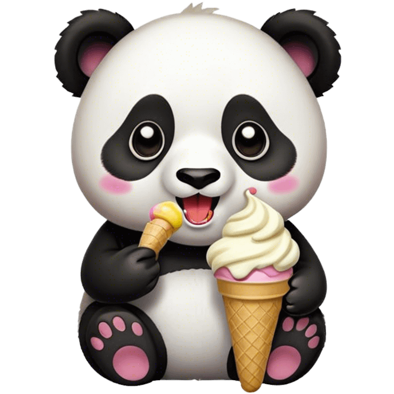 Panda eating ice cream emoji