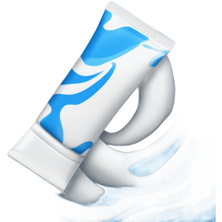 blue and white toothpaste being squeezed out emoji