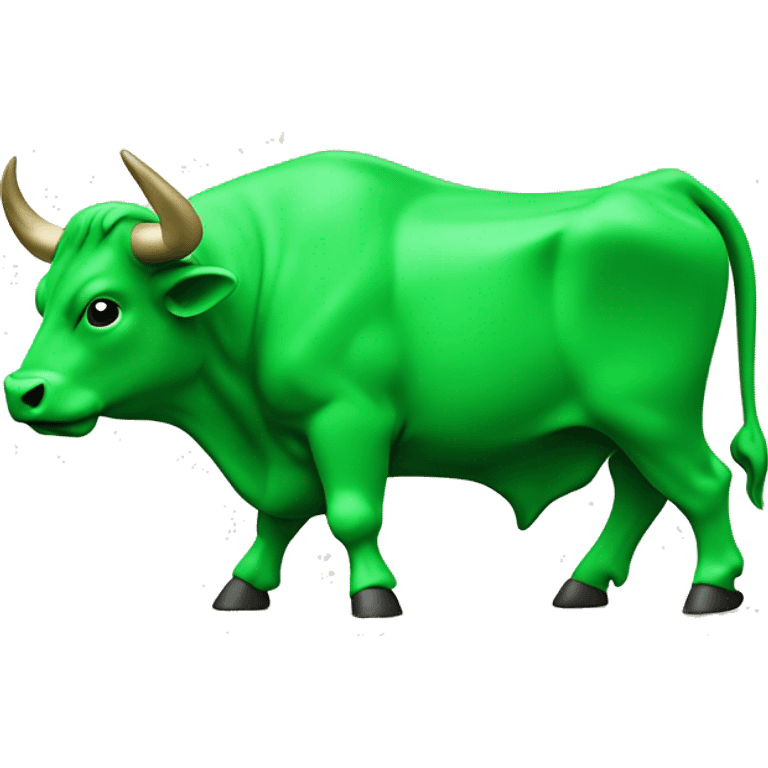 Green bull with bullish trend chart emoji