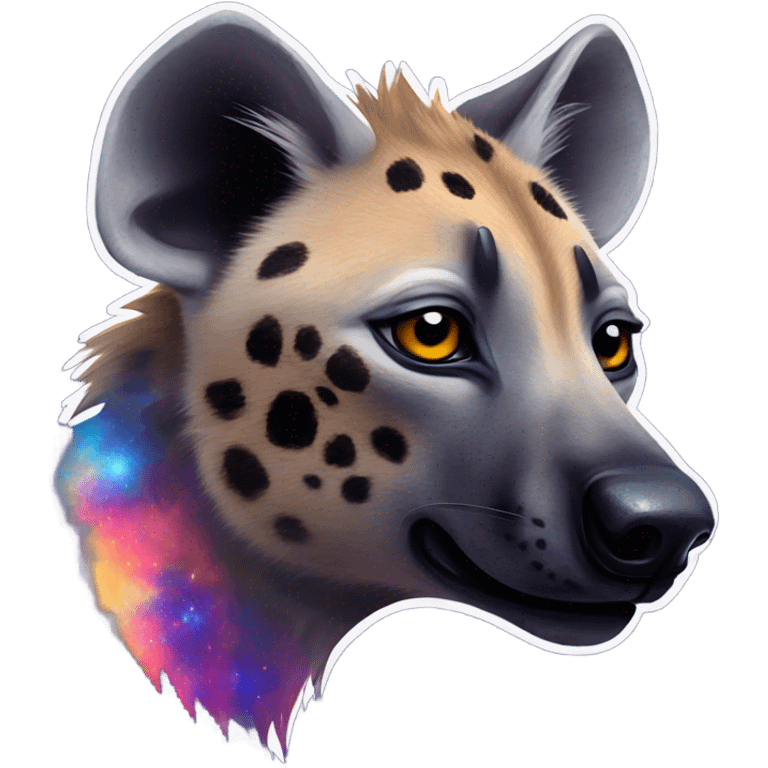 Cool powerful glowing galaxy colored hyena emoji