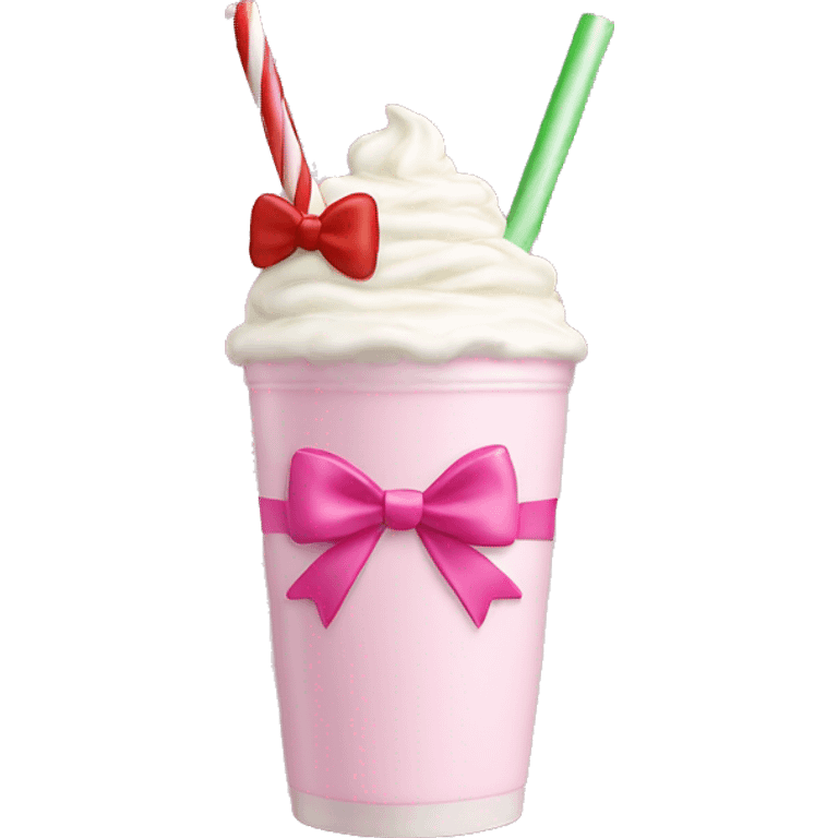 Pink Bow on a Christmas Milkshake  emoji