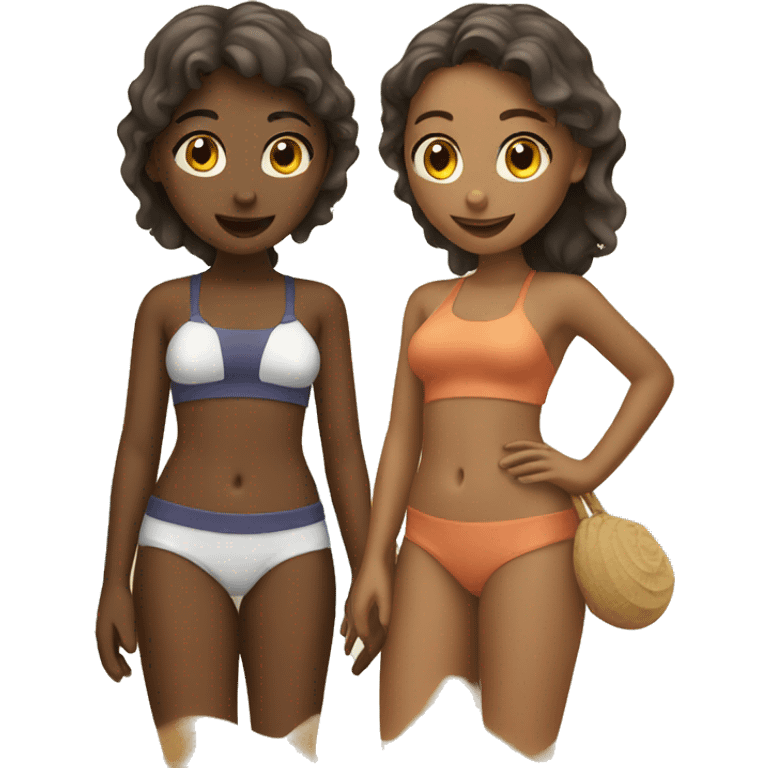 Two girls on the beach emoji