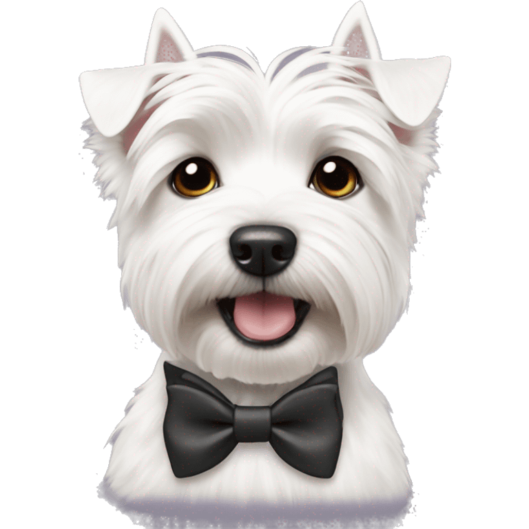 Westie wearing a bow tie emoji