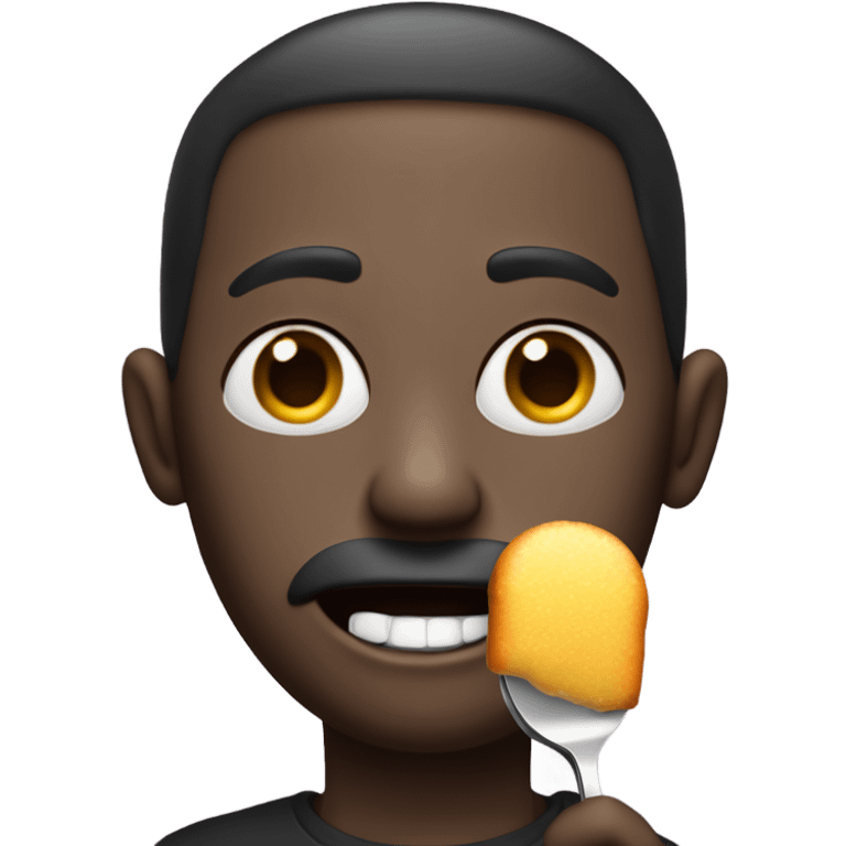 A normal emoji but he has a spoon full of sugar , the sugars all around his mouth and his holding  a lighter a  emoji