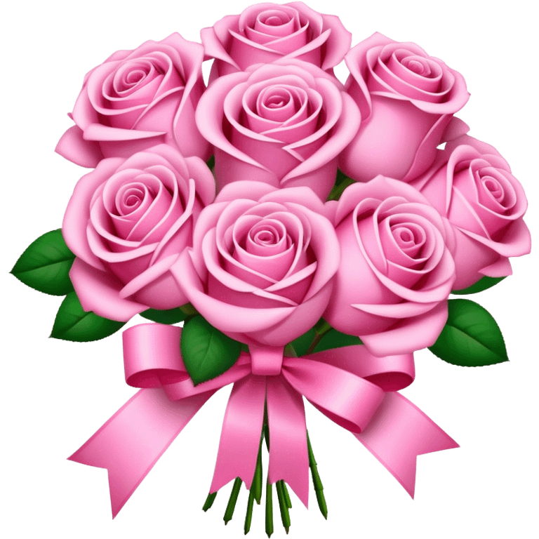 pink rose bouquet with pink ribbons  emoji