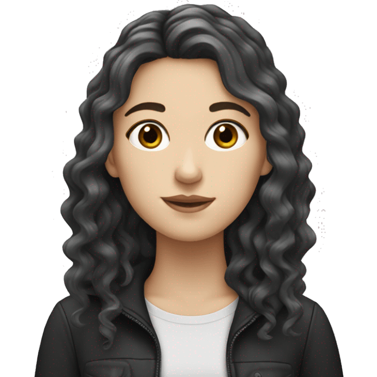 White girl with black wavy hair - uni student  emoji