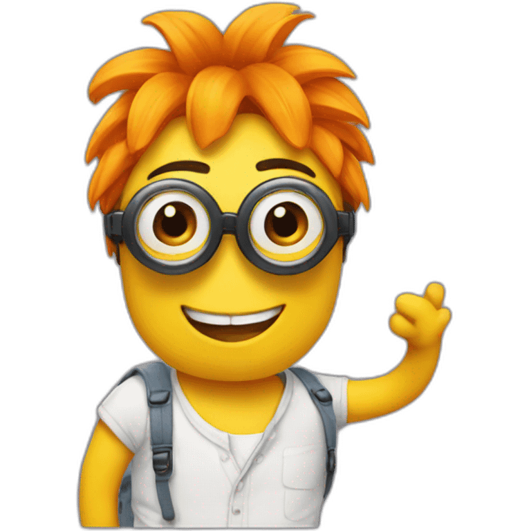 Minion with sunglasses and orange ponytail emoji