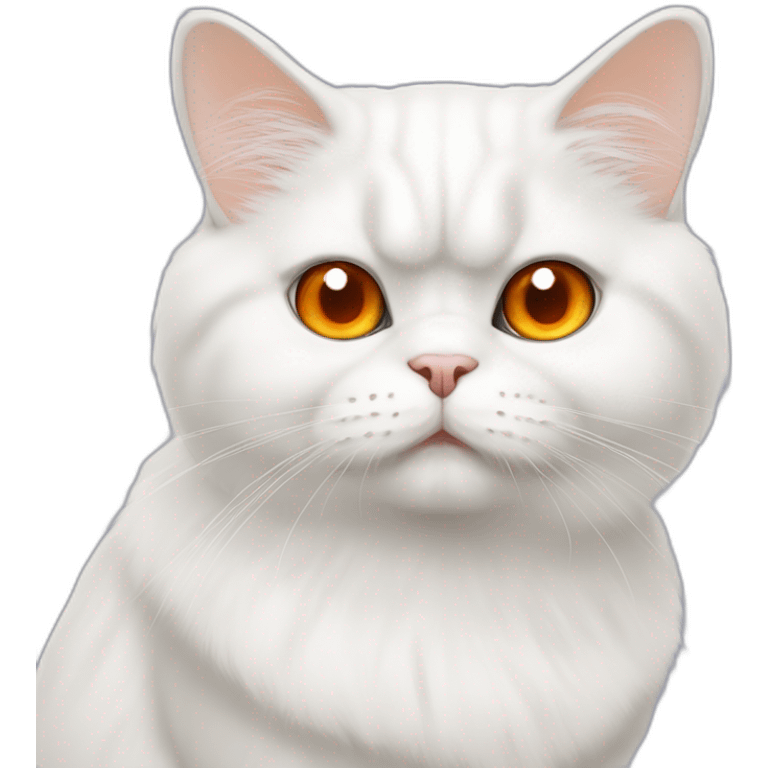 white persian chinchilla cat with orange eye  look stupid emoji