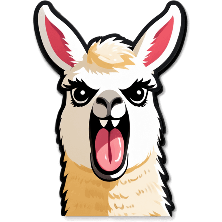 llama panic face sticking tongue out emoji