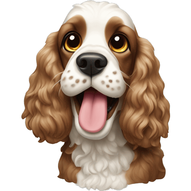 Cocker spaniel with a toy sheep in his mouth emoji