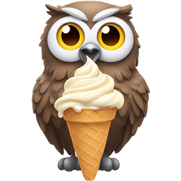 Owl with eat ice cream  emoji