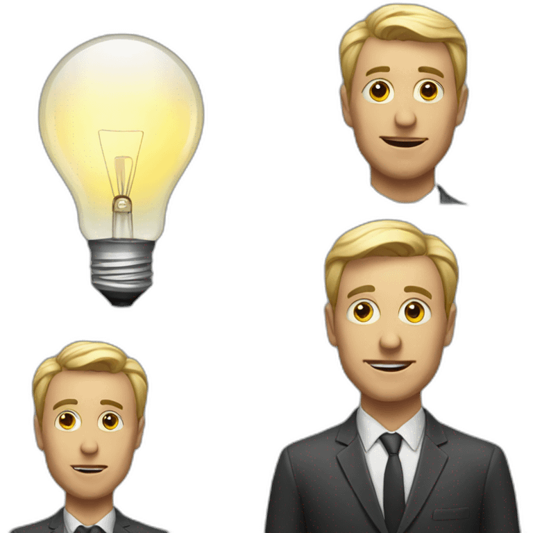 Portrait of a man with a light bulb instead of a head emoji