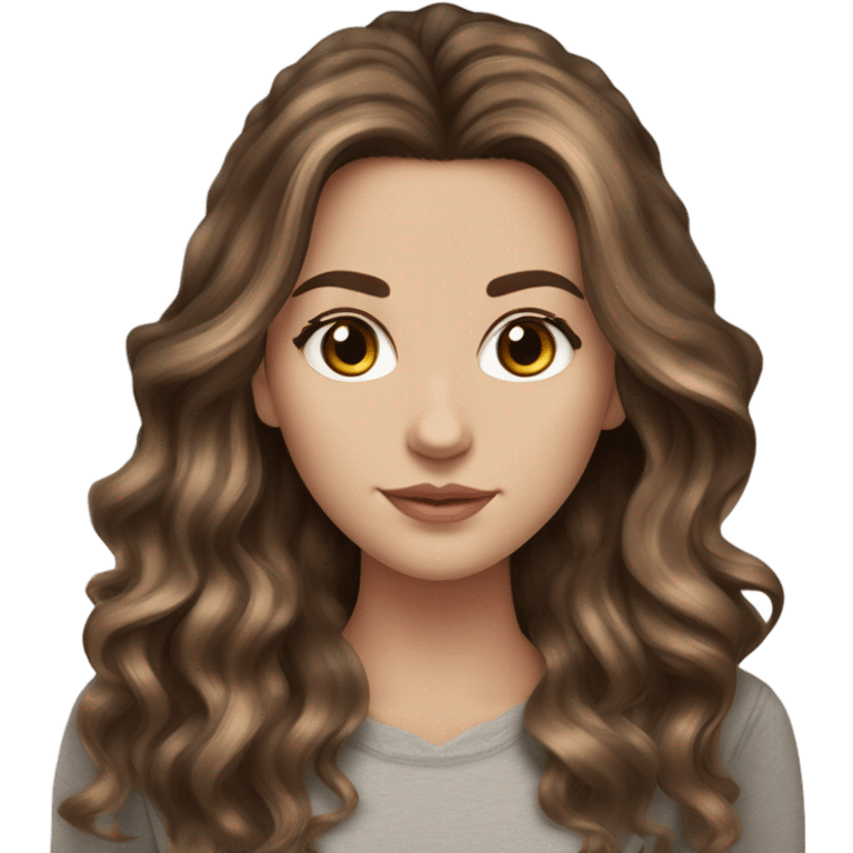 Beautiful realist White girl hazel eyes with long voluminous brown hair with brown highlights balayage  emoji