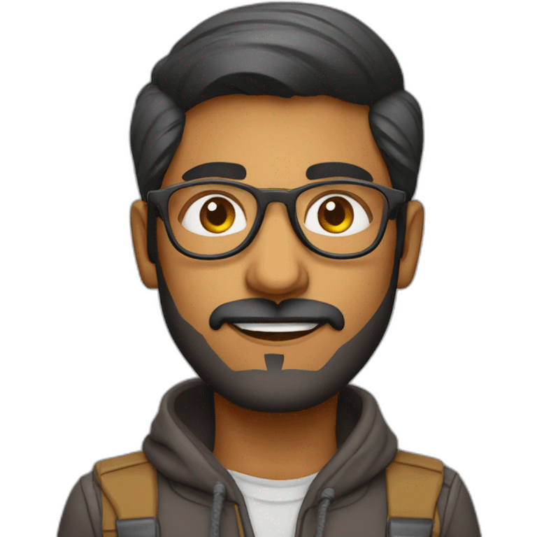 Indian male designer with Realistic spectacles and a stubble emoji