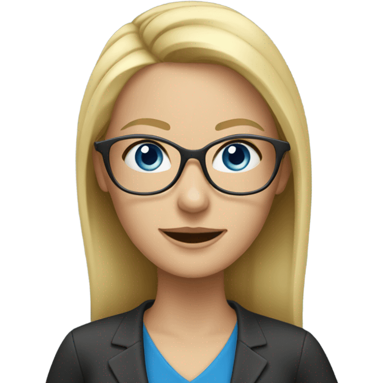 teacher  blond female glasses blue eye emoji