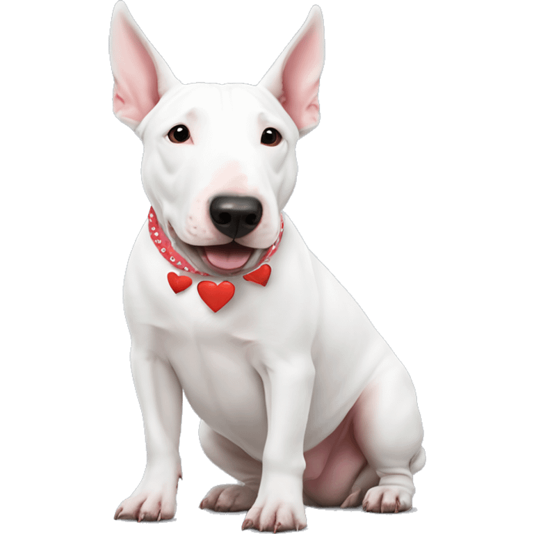 white english bull terrier love hearts going around head emoji