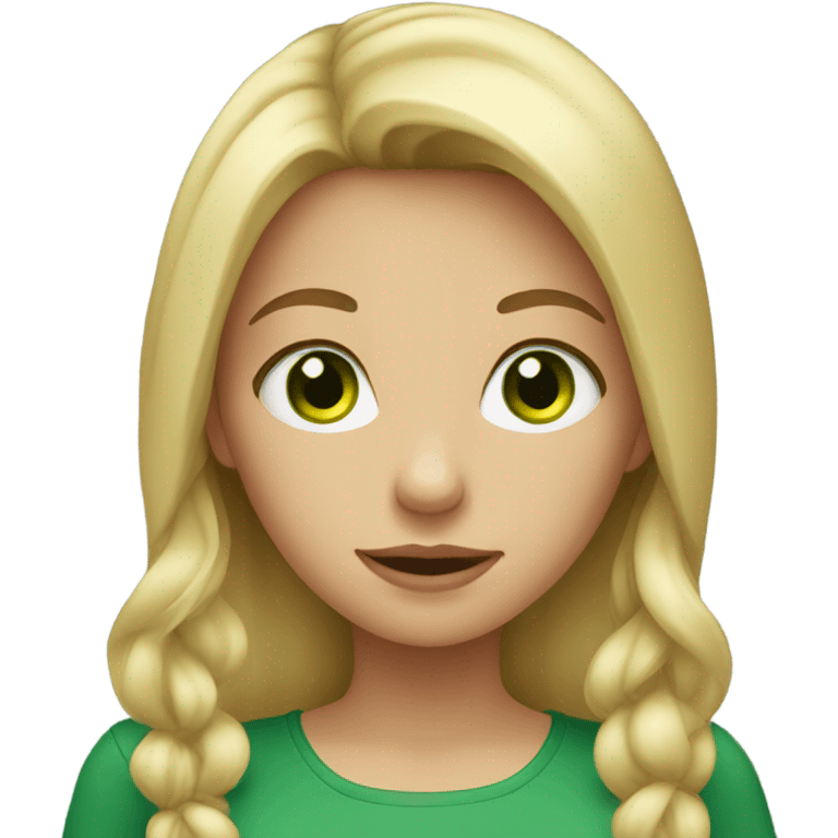 a medium blond girl with green eyes emoji