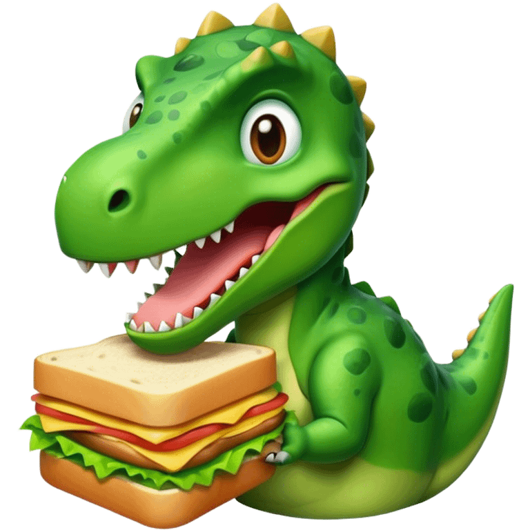 Dinosaur with sandwiche emoji