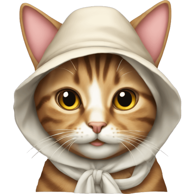 Tabby cat wearing a bonnet  emoji