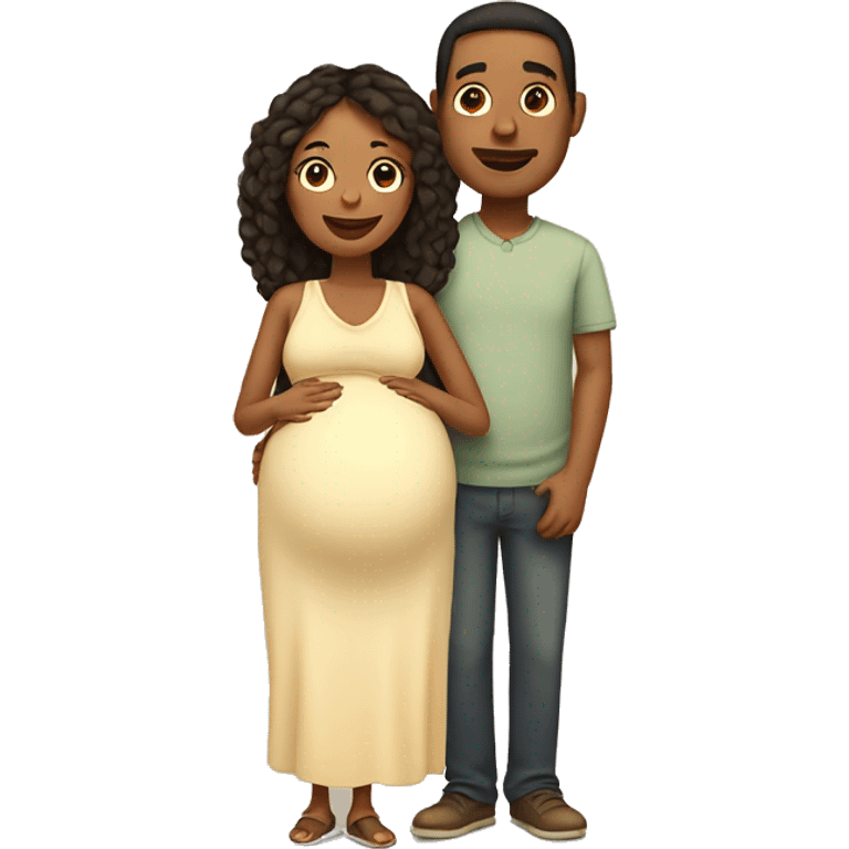 A pregnant woman with her husband  emoji