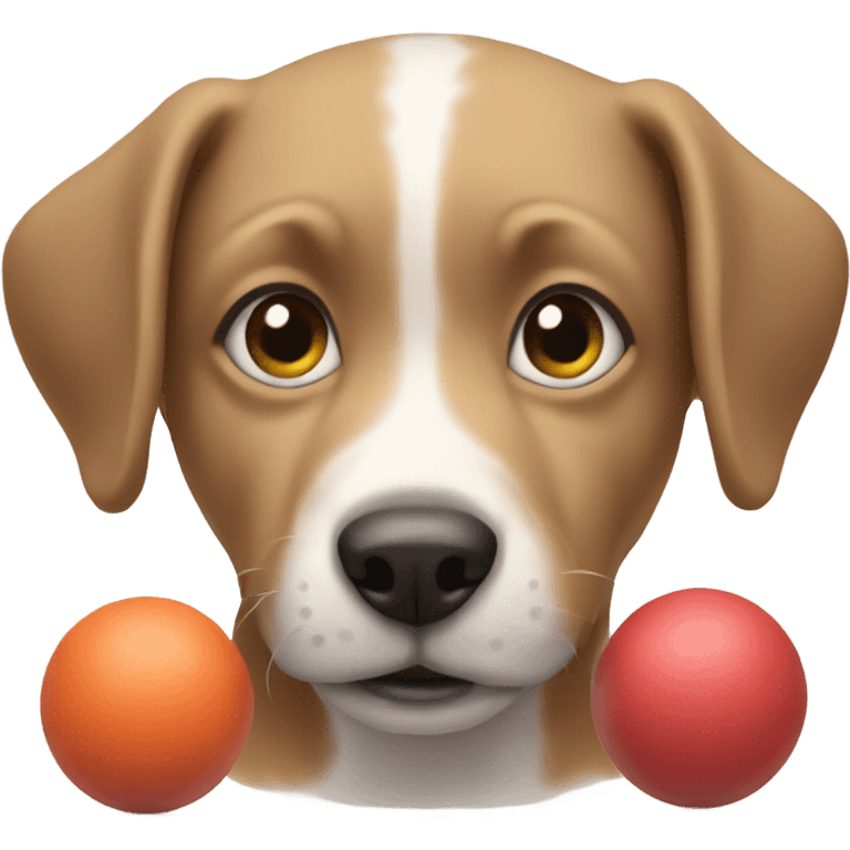 Dog touching balls emoji