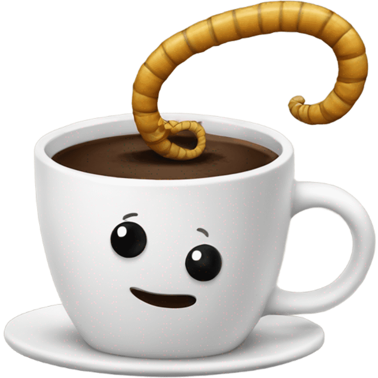 coffee with a worm emoji