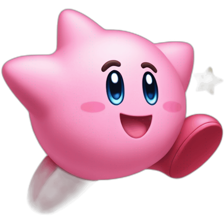 cute happy classic Kirby jumping on a star emoji