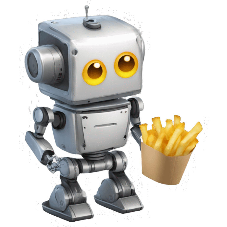 Robot mbot avec un pousse palet en forme de cornet de frite emoji