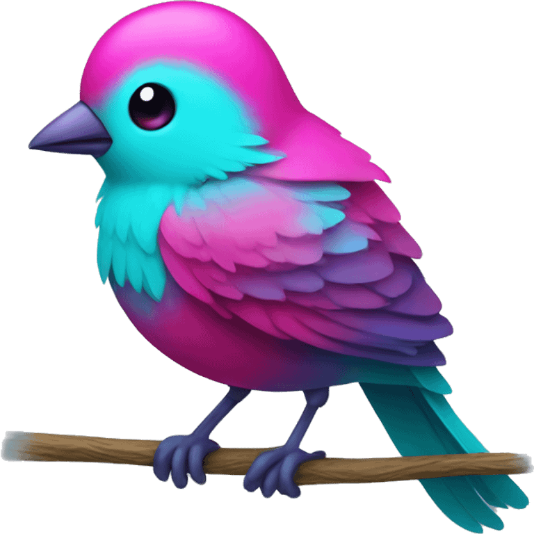 little cyan and magenta colored Cute Bird  emoji