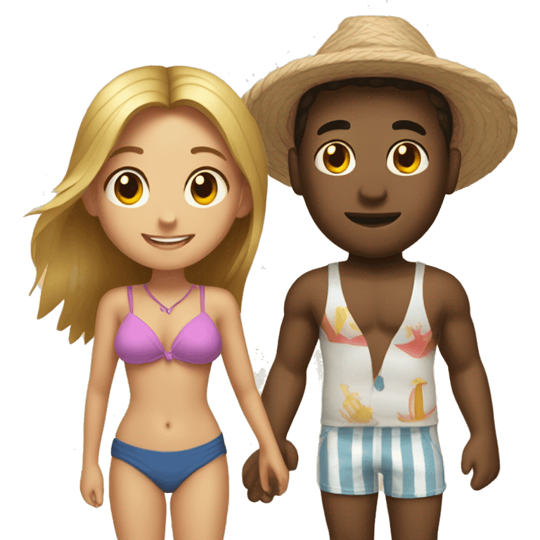 A girl on the beach with a guy emoji