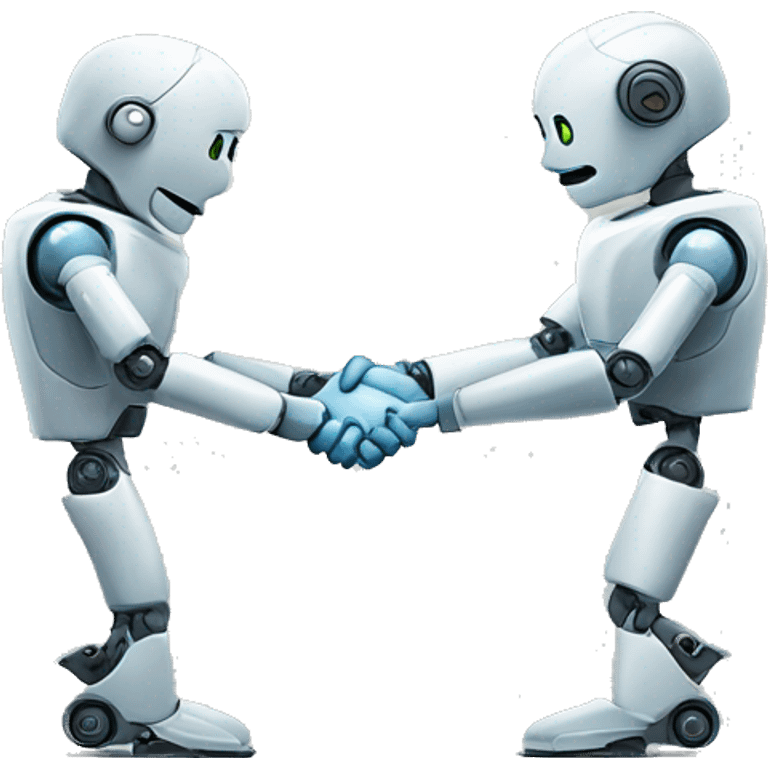 shaking hands (robot and medical) emoji