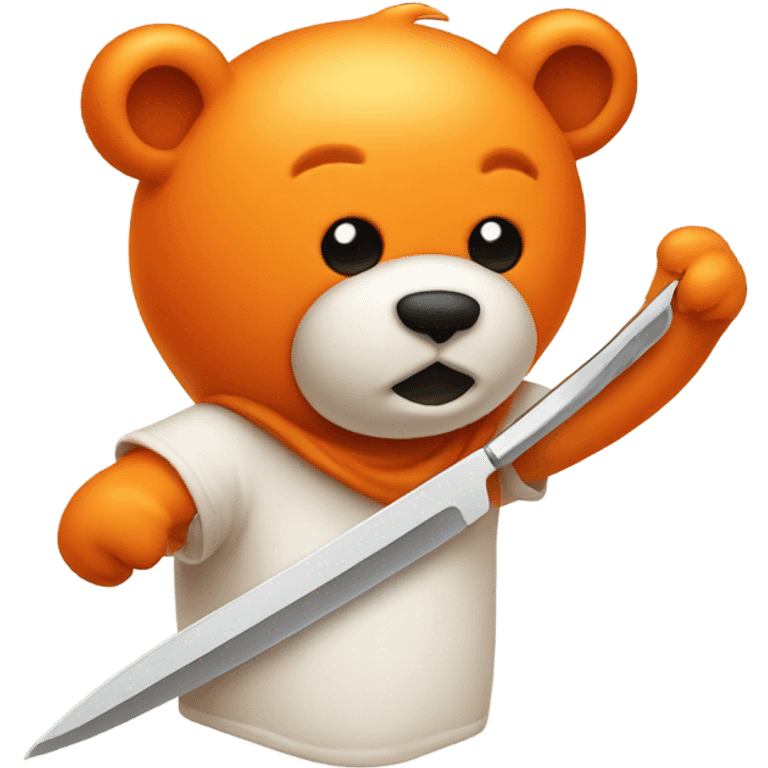 Orange ghost bear with a knife emoji