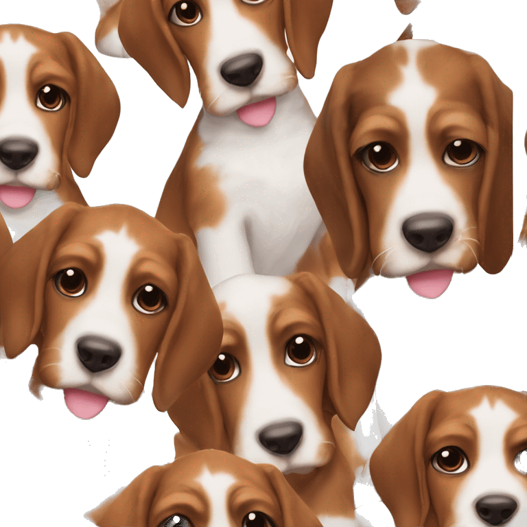 White male with short dark brown hair and reddish brown beard wearing a tie-dyed t-shirt cradling one mostly brown furred Bassett hound female puppy  emoji