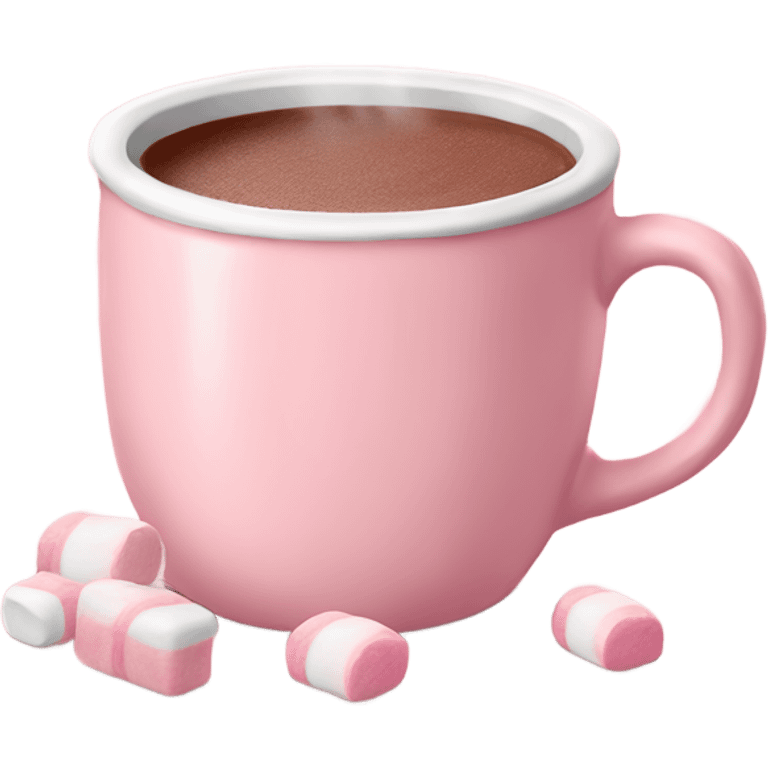 Light Pink mug of hot chocolate with marshmallows  emoji