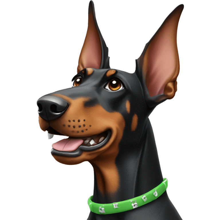 Doberman with a punk bow on the goals emoji