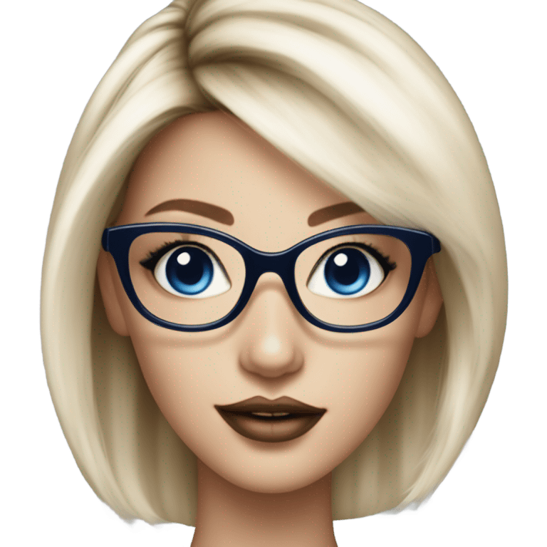 Hyper Realistic beautiful dior model with dark blue eyes glasses and stylish hair  emoji